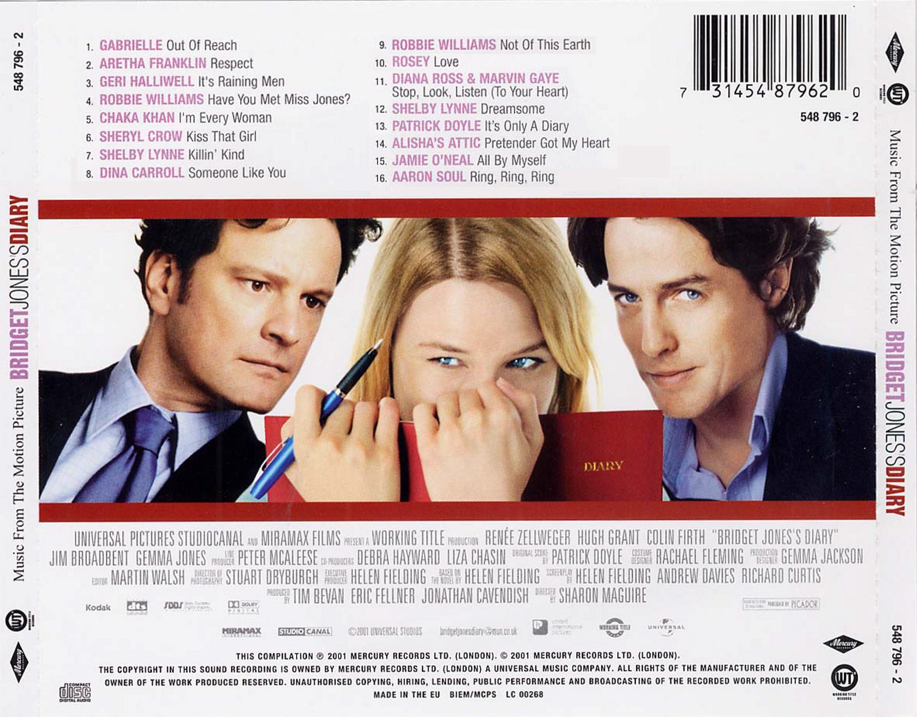 Cartula Trasera de Bso El Diario De Bridget Jones (Bridget Jones's Diary)