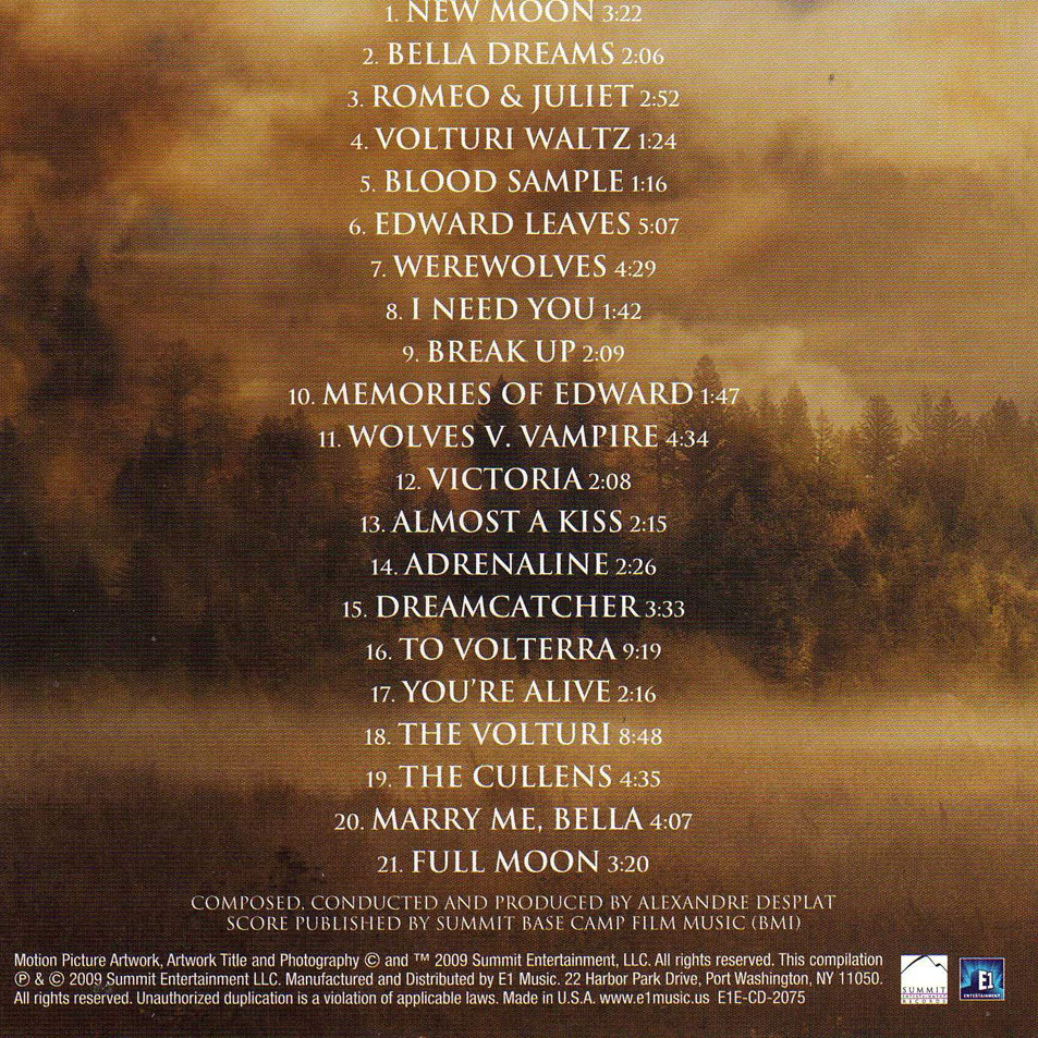 Car�tula Interior Frontal de Bso La Saga Crepusculo: Luna Nueva (The Twilight Saga: New Moon) (Score)
