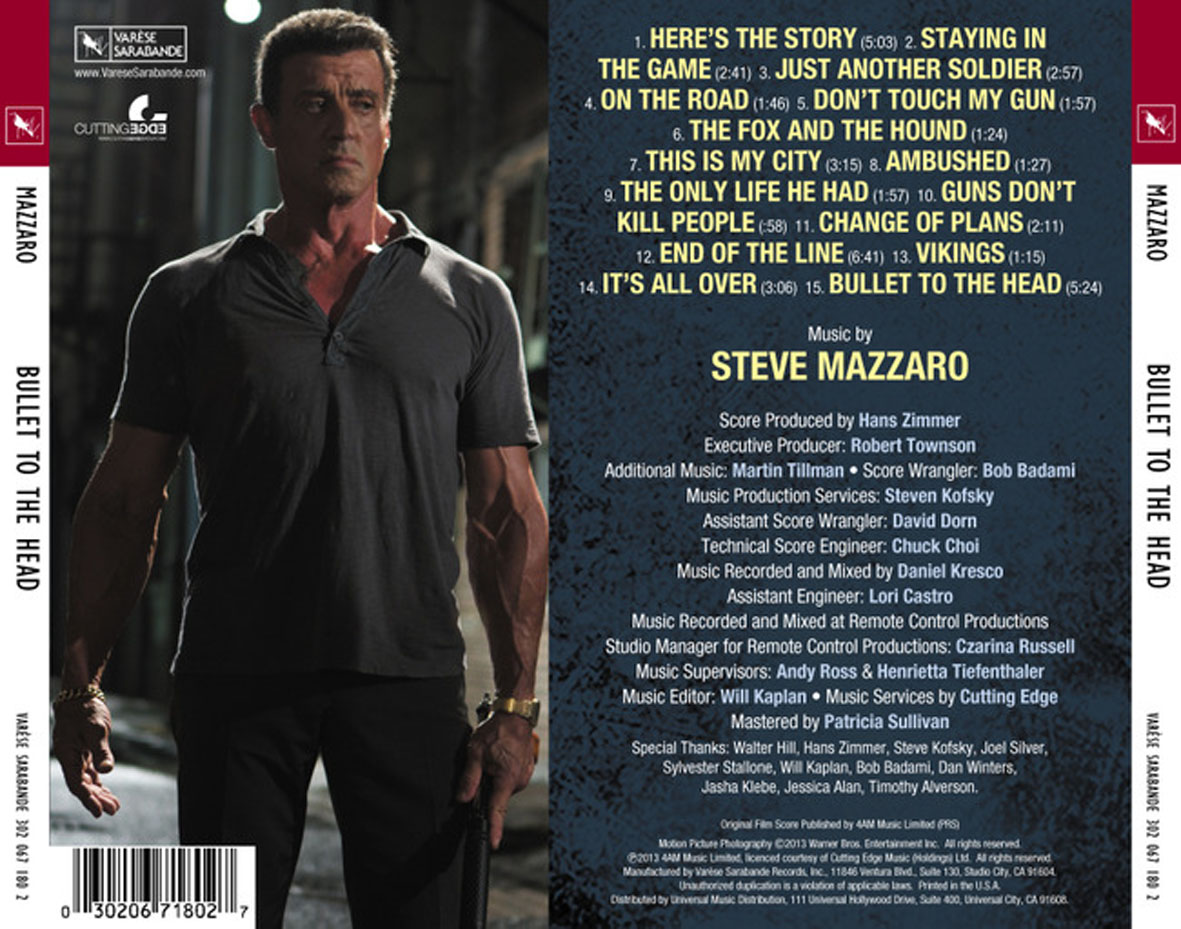 Car�tula Trasera de Bso Una Bala En La Cabeza (Bullet To The Head)