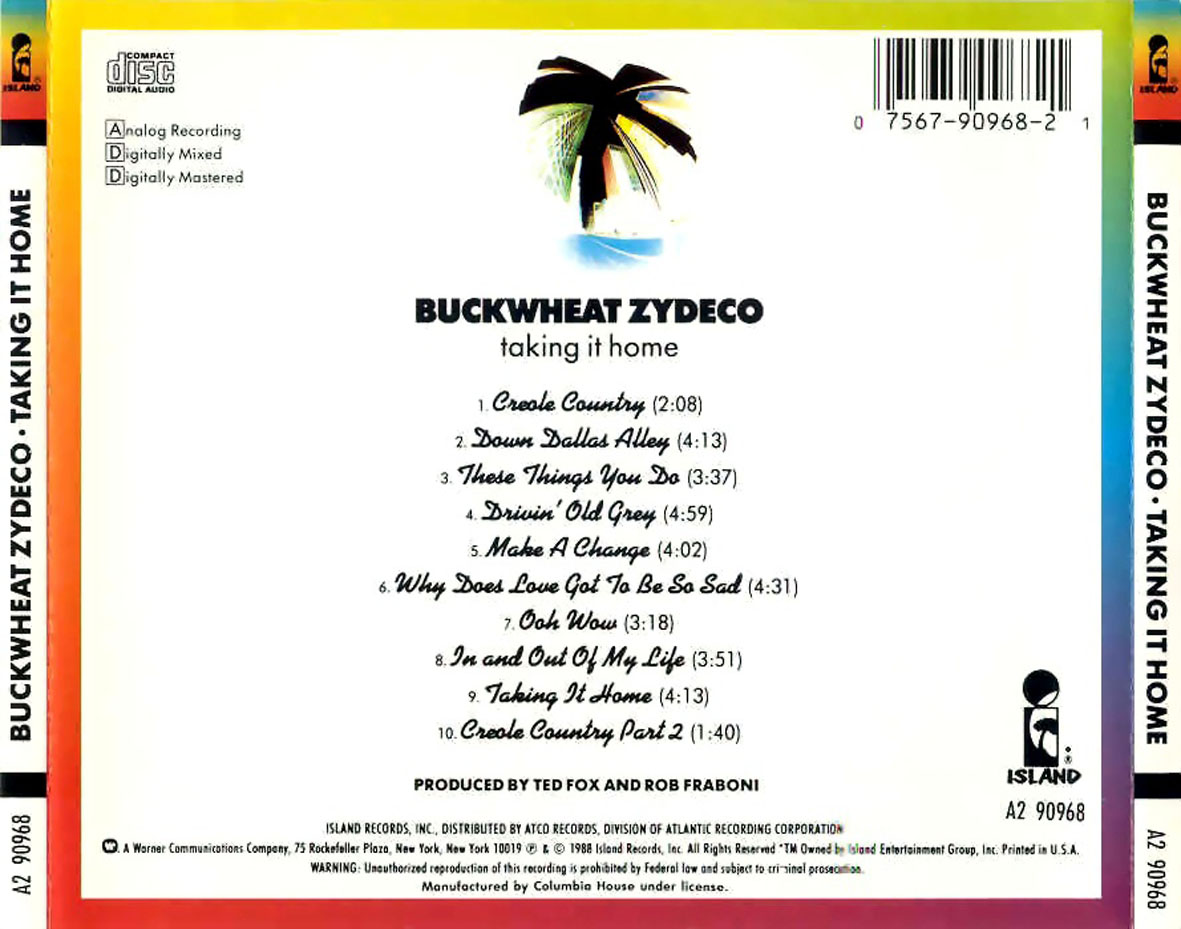 Cartula Trasera de Buckwheat Zydeco - Taking It Home