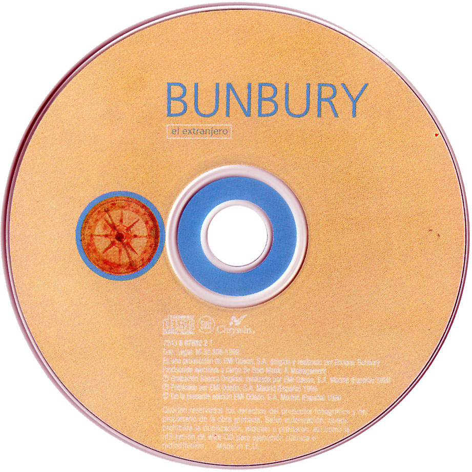Cartula Cd de Bunbury - El Extranjero (Cd Single)
