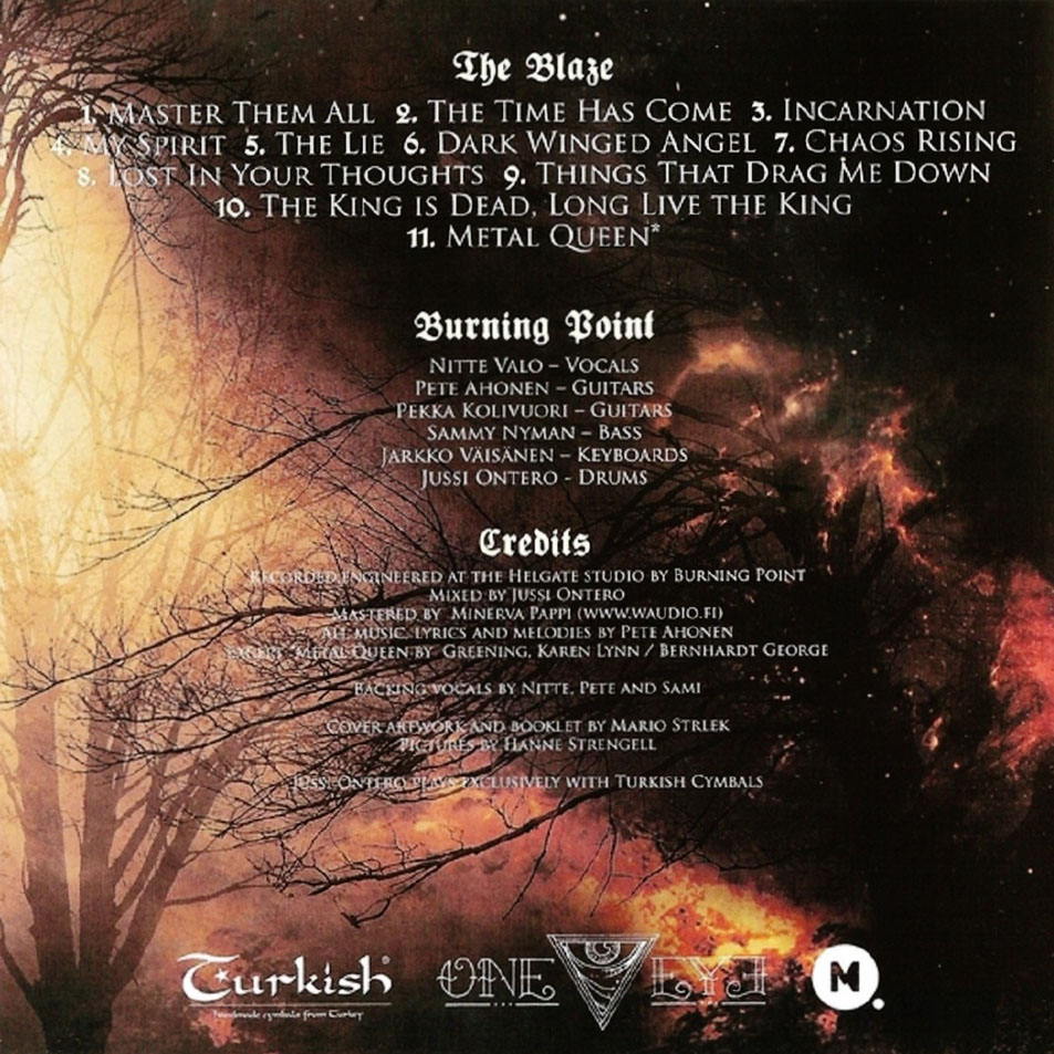 Cartula Interior Frontal de Burning Point - The Blaze