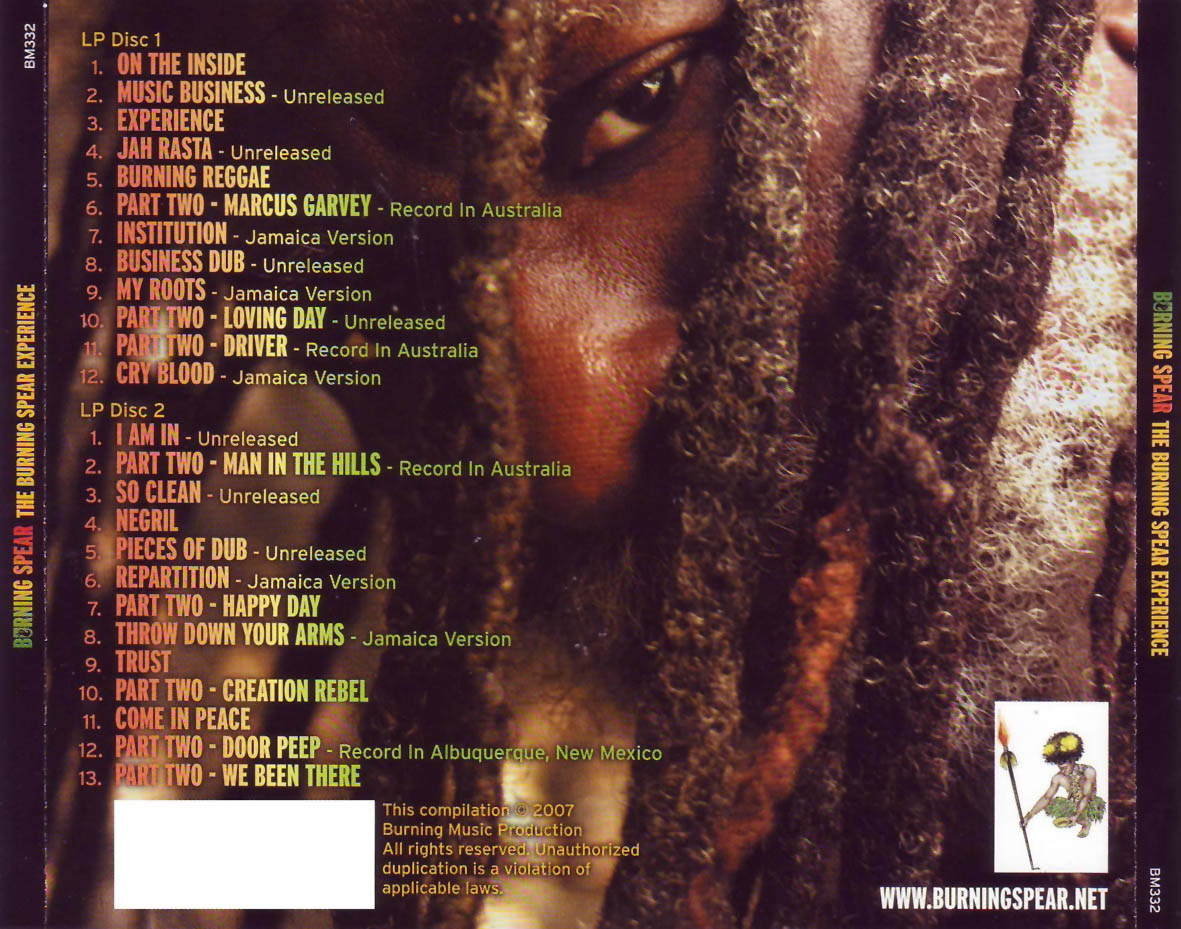 Cartula Trasera de Burning Spear - The Burning Spear Experience