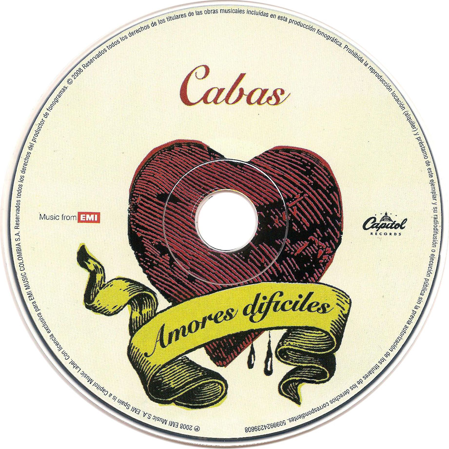 Cartula Cd de Cabas - Amores Dificiles (Edicion Limitada)