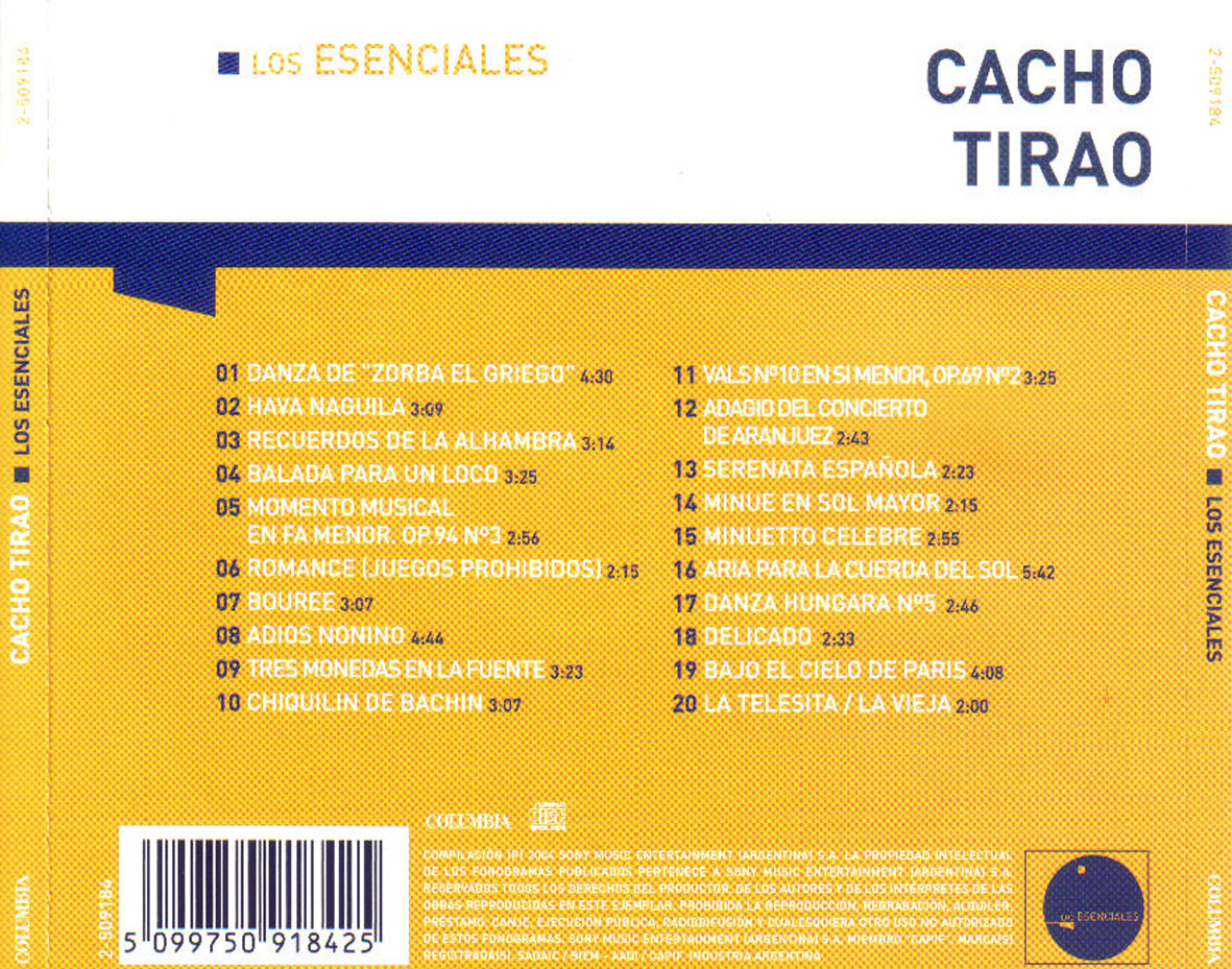 Cartula Trasera de Cacho Tirao - Los Esenciales