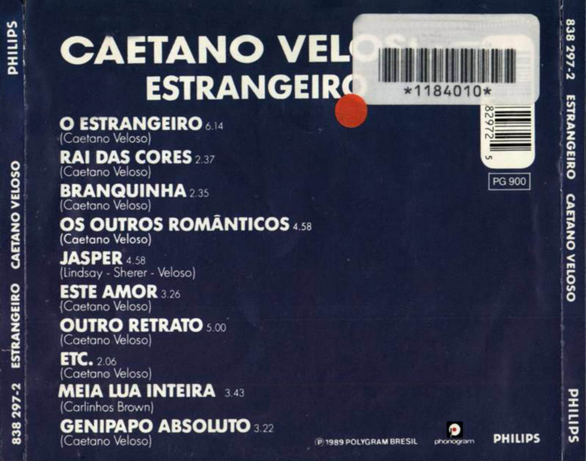 Cartula Trasera de Caetano Veloso - Estrangeiro