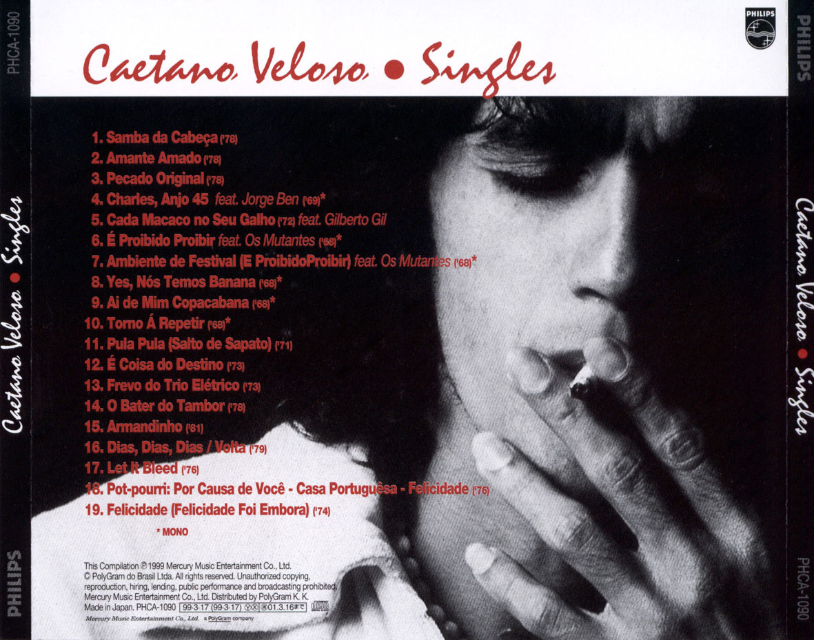 Cartula Trasera de Caetano Veloso - Singles (1968 / 1978)