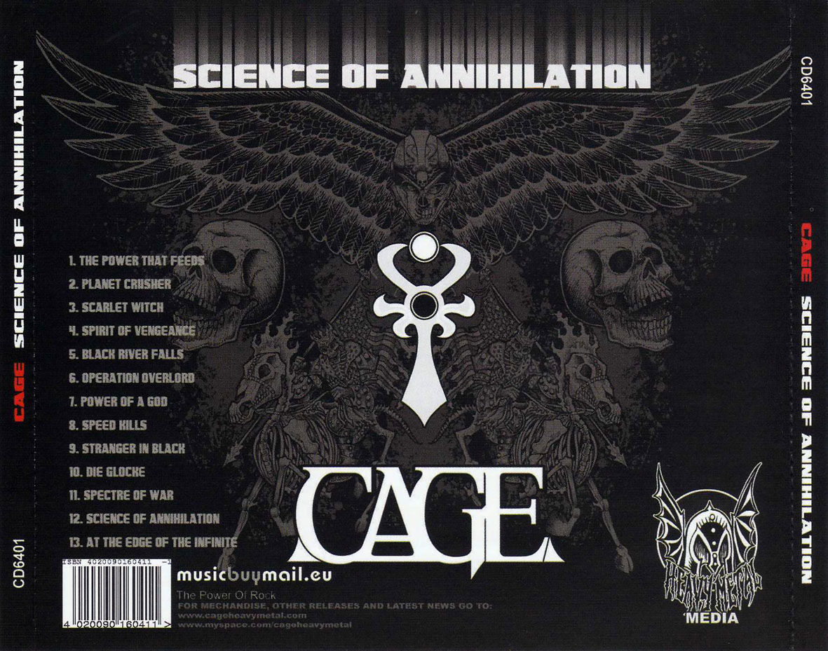 Car�tula Trasera de Cage - Science Of Annihilation