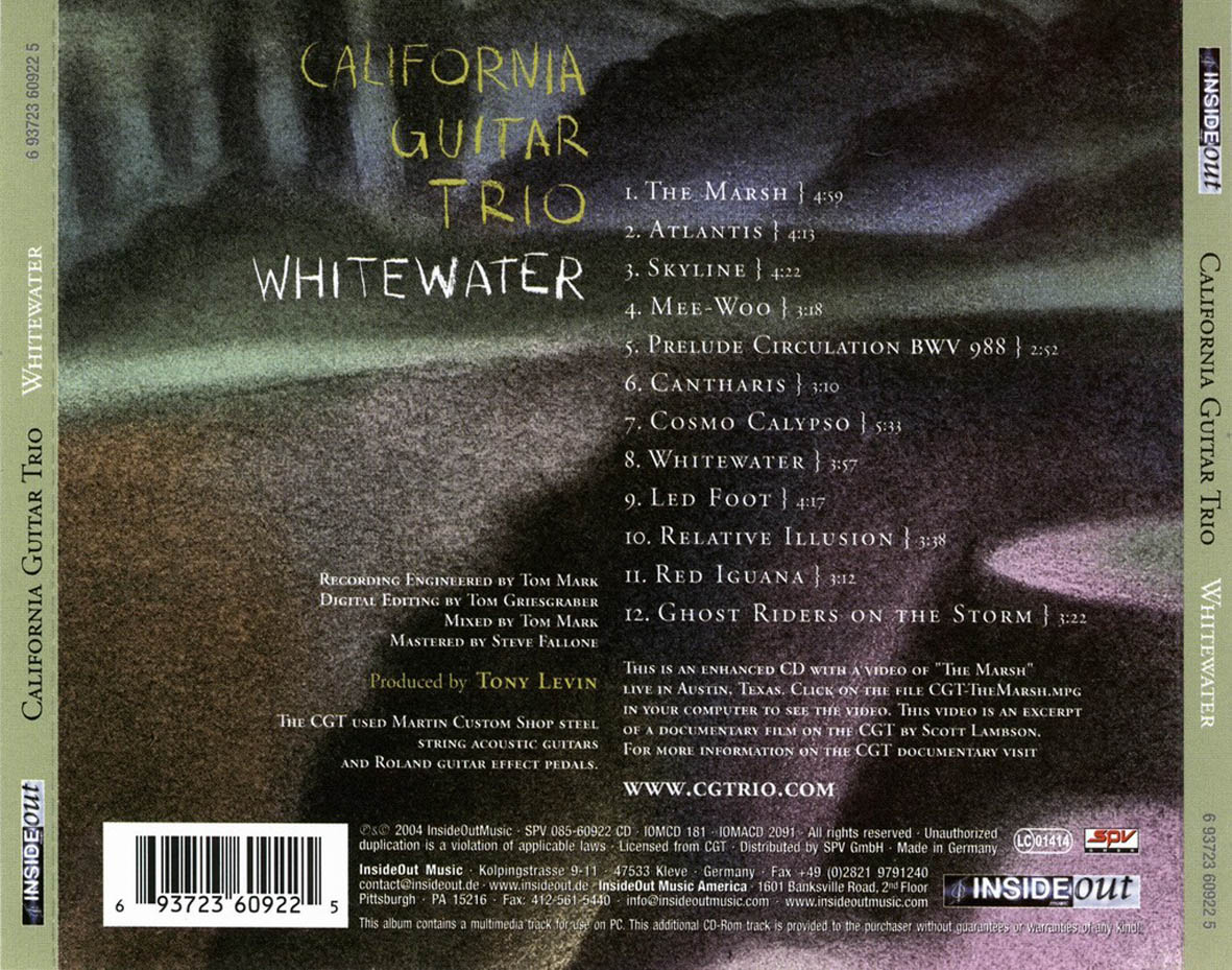 Cartula Trasera de California Guitar Trio - Whitewater