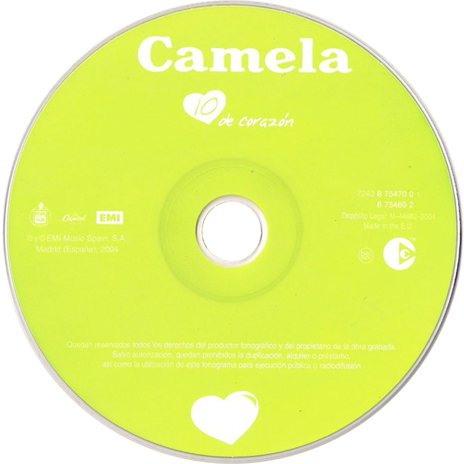 Cartula Cd de Camela - 10 De Corazon (Edicion Especial Decimo Aniversario)