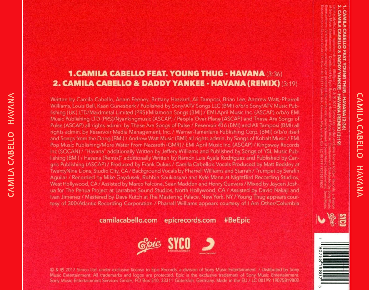 Cartula Trasera de Camila Cabello - Havana (Featuring Young Thug) (Cd Single)