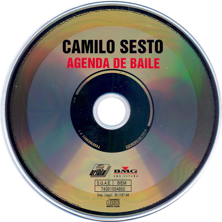 Cartula Cd de Camilo Sesto - Agenda De Baile
