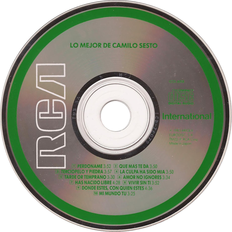 Cartula Cd de Camilo Sesto - Lo Mejor De Camilo Sesto