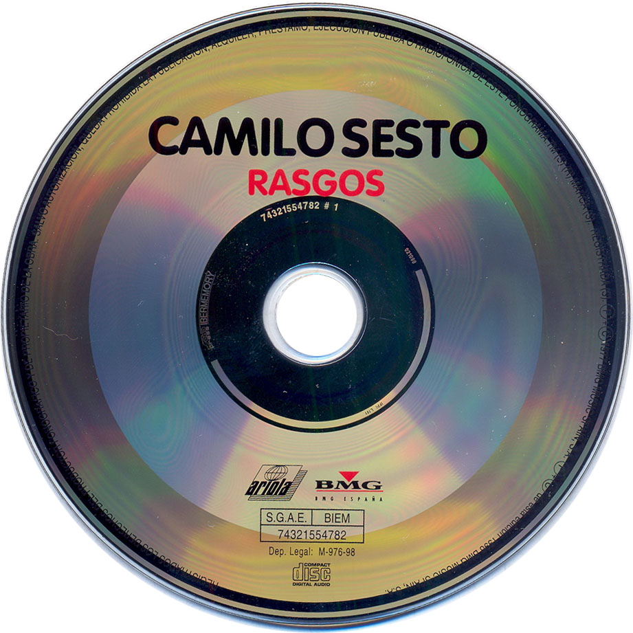 Cartula Cd de Camilo Sesto - Rasgos