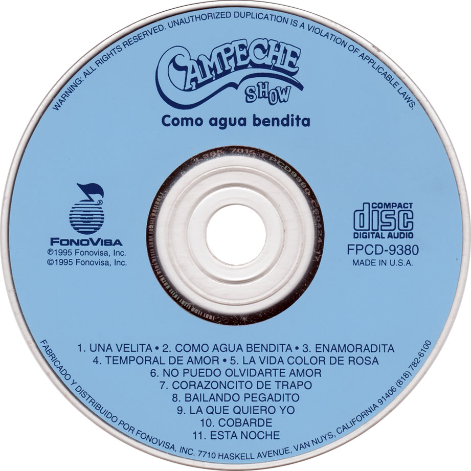 Cartula Cd de Campeche Show - Como Agua Bendita