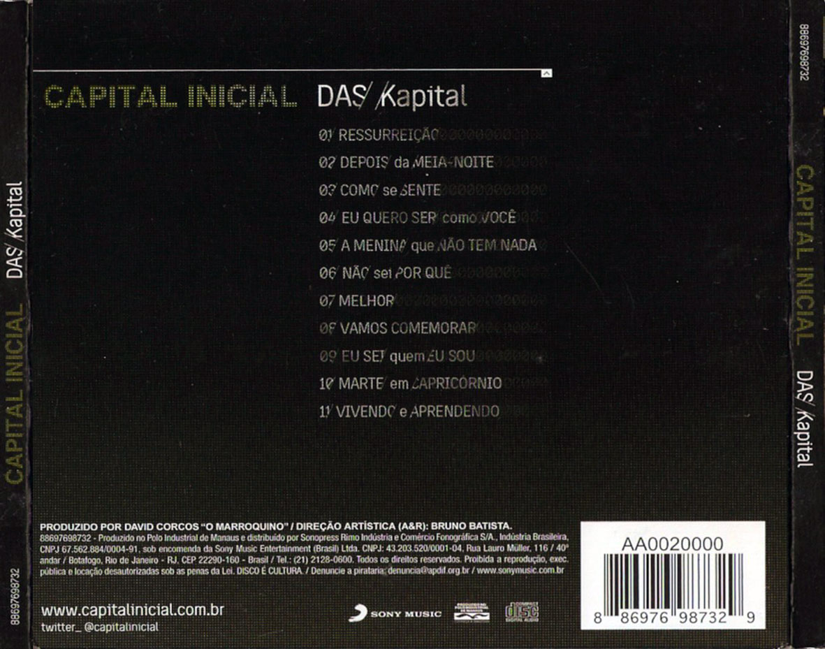 Cartula Trasera de Capital Inicial - Das Kapital