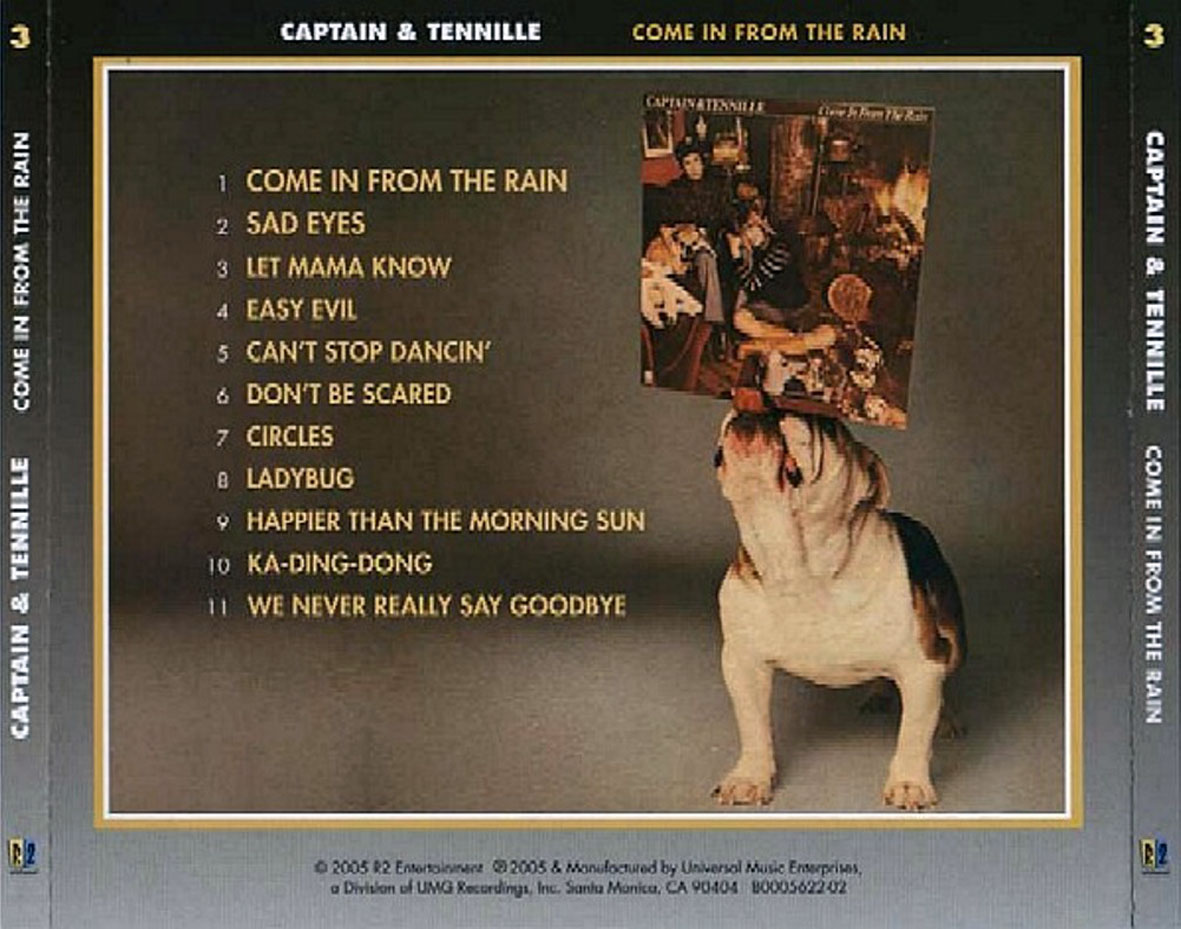 Cartula Trasera de Captain & Tennille - Come In From The Rain