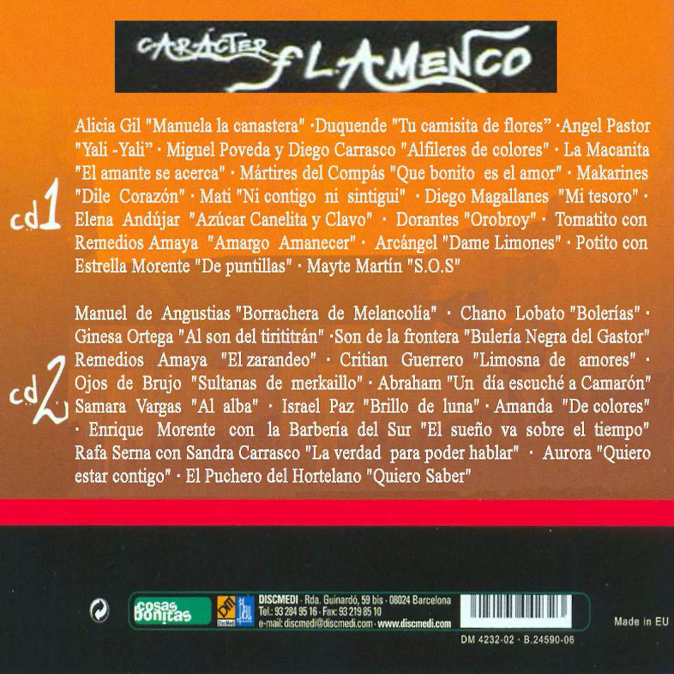 Cartula Interior Frontal de Caracter Flamenco