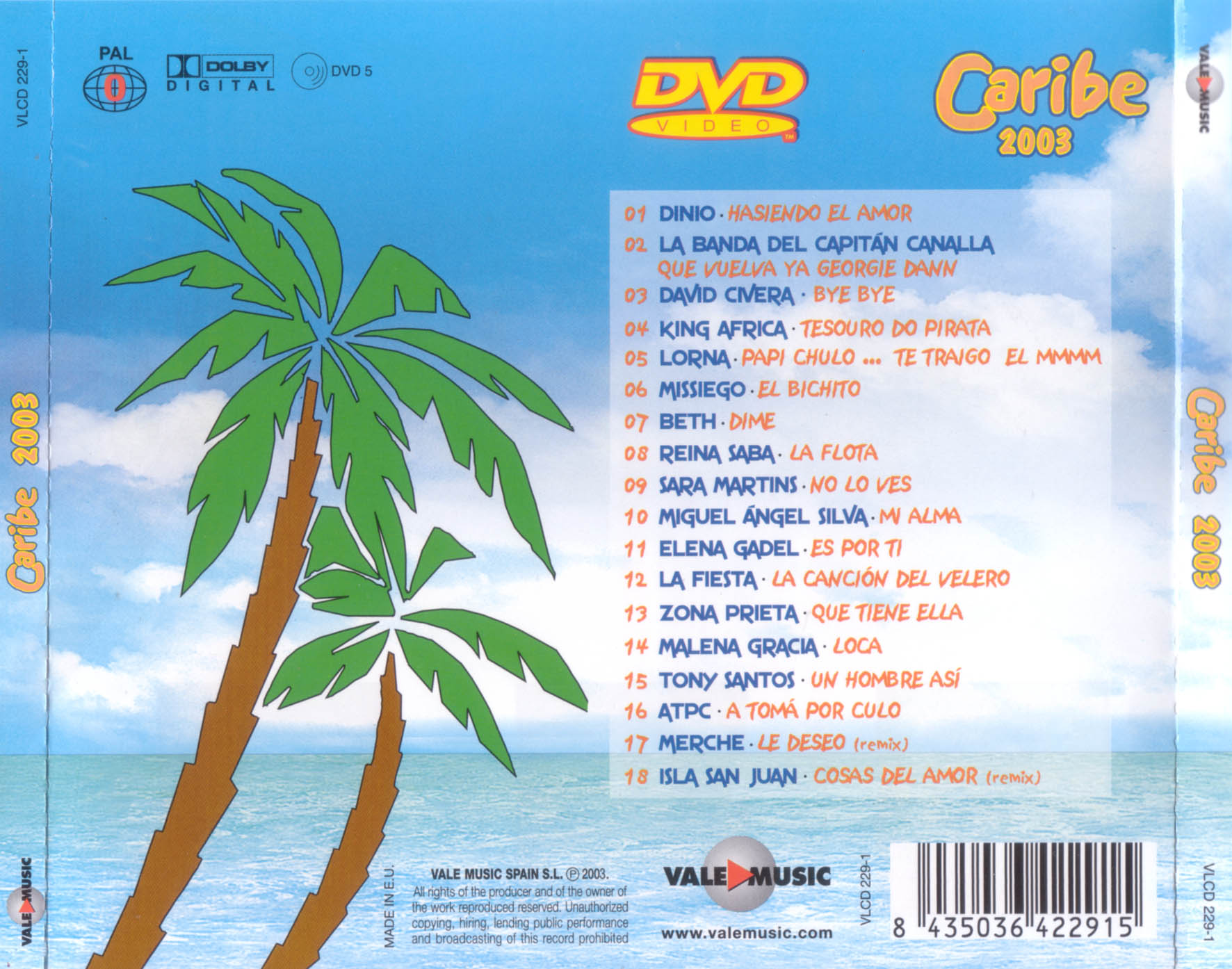 Cartula Trasera de Caribe 2003 (Dvd)