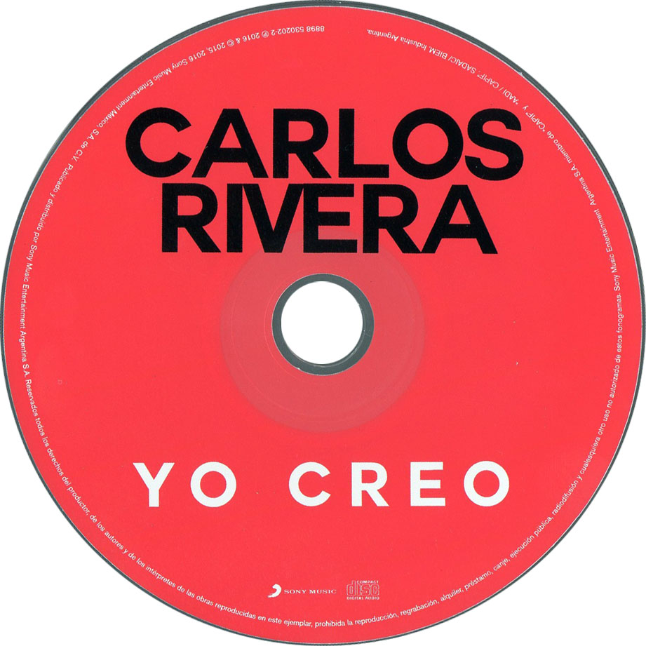 Cartula Cd de Carlos Rivera - Yo Creo