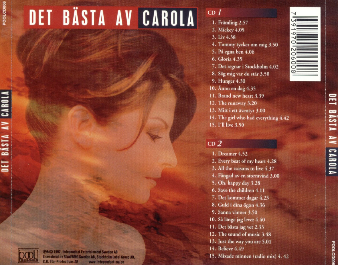 Cartula Trasera de Carola Haggkvist - Det Bsta Av Carola