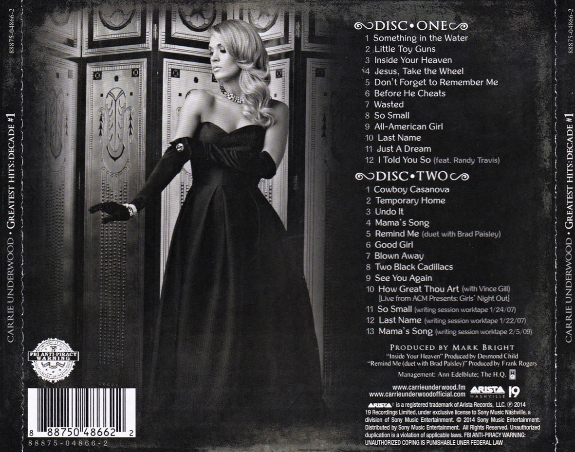 Cartula Trasera de Carrie Underwood - Greatest Hits: Decade #1