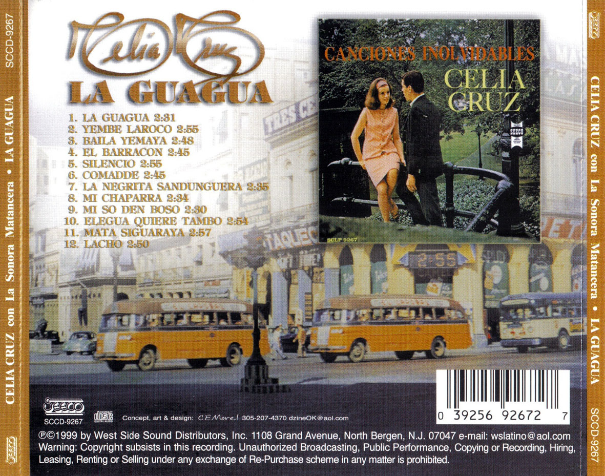 Cartula Trasera de Celia Cruz Con La Sonora Matancera - La Guagua