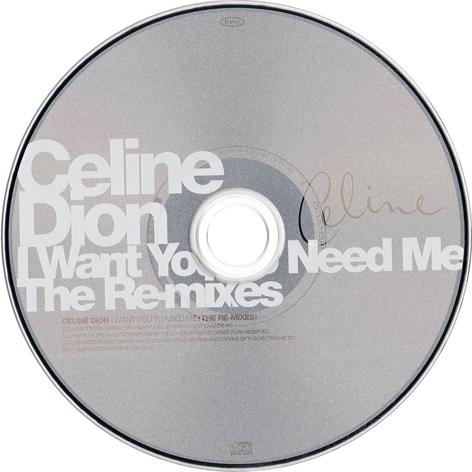 Cartula Cd de Celine Dion - I Want You To Need Me (The Remixes) (Cd Single)