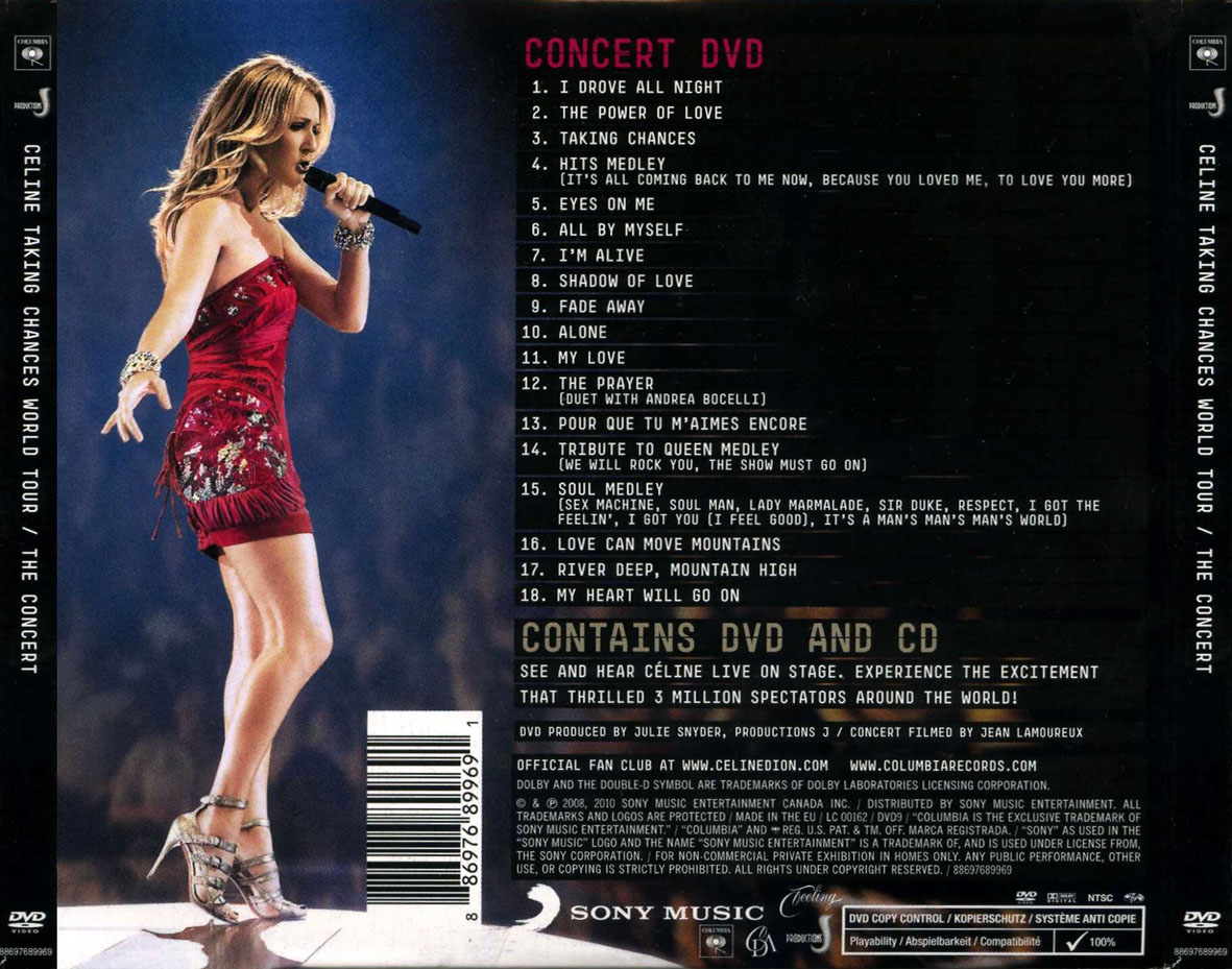 Cartula Trasera de Celine Dion - Taking Chances World Tour: The Concert