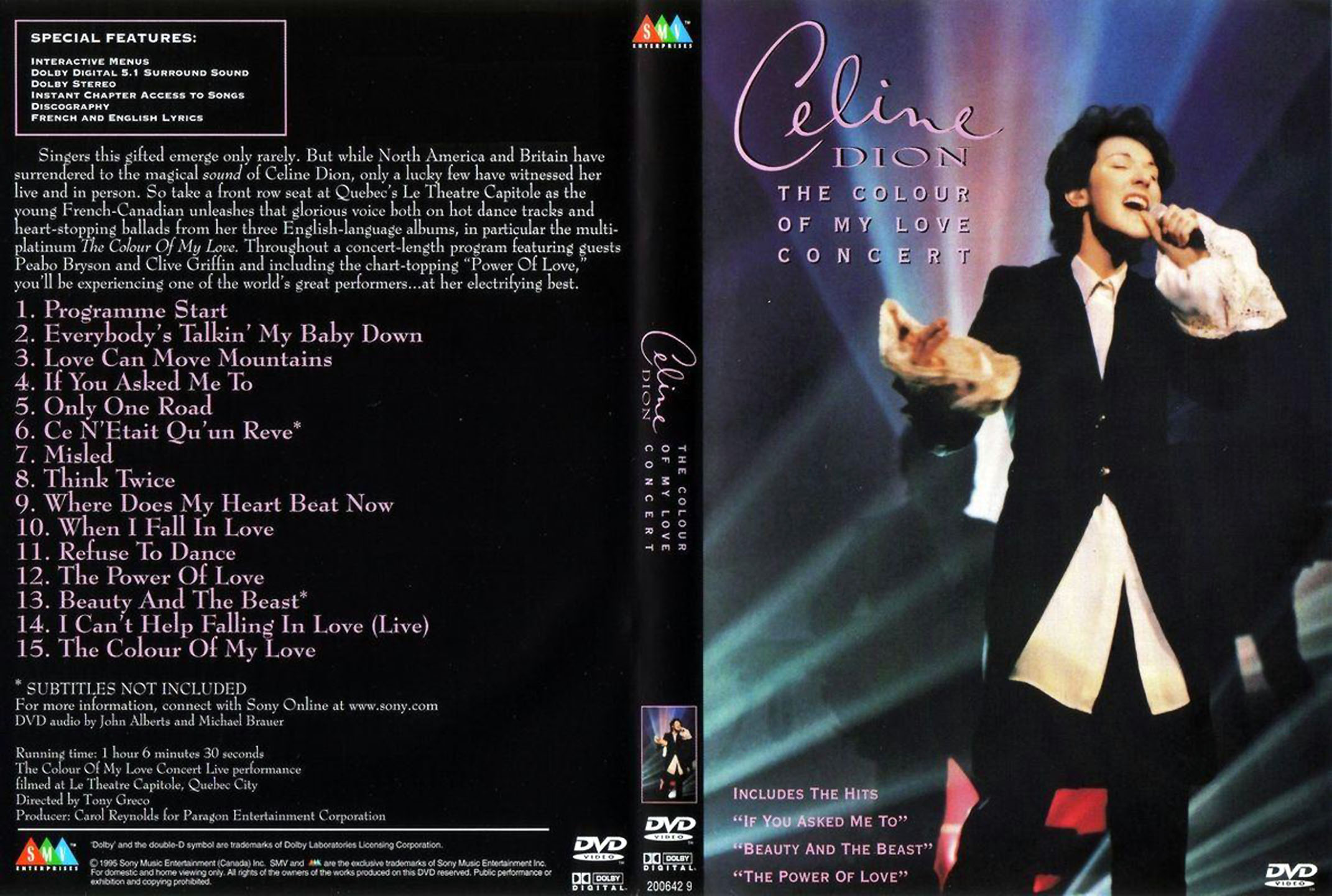 Cartula Caratula de Celine Dion - The Colour Of My Love Concert (Dvd)