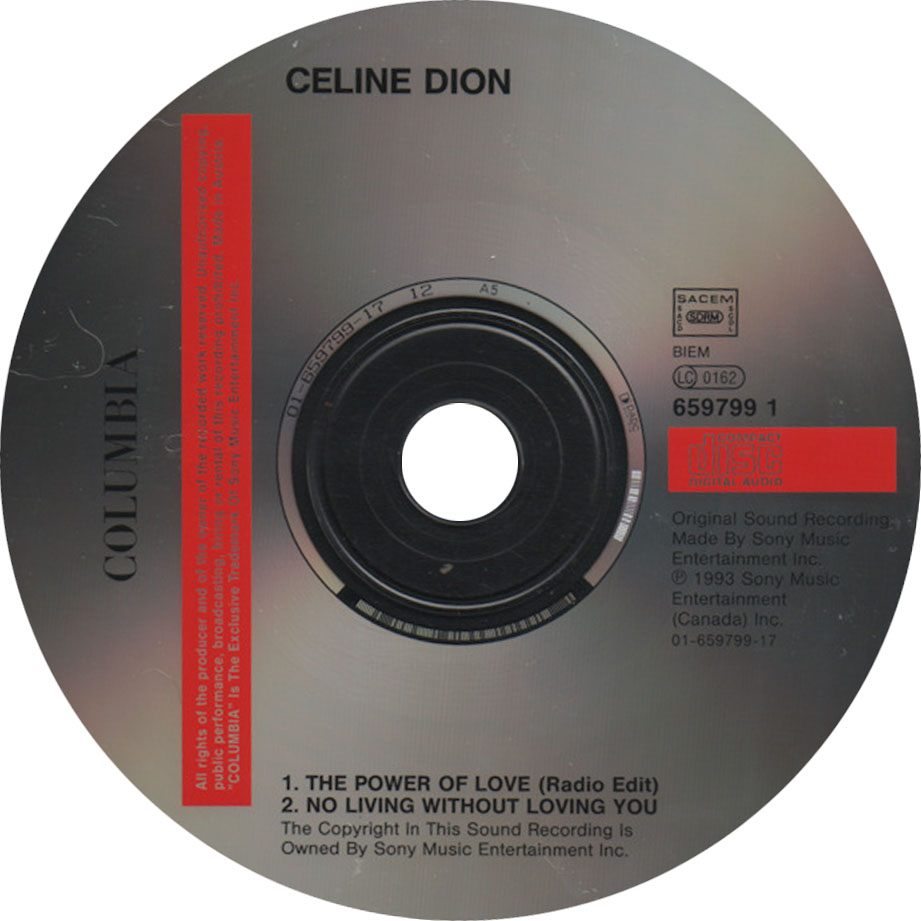 Cartula Cd de Celine Dion - The Power Of Love (Cd Single)