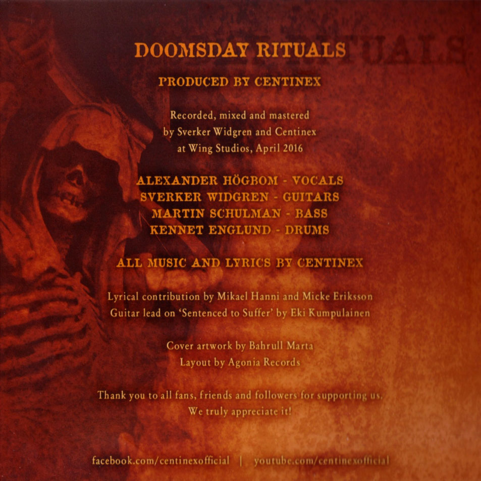 Cartula Interior Frontal de Centinex - Doomsday Rituals