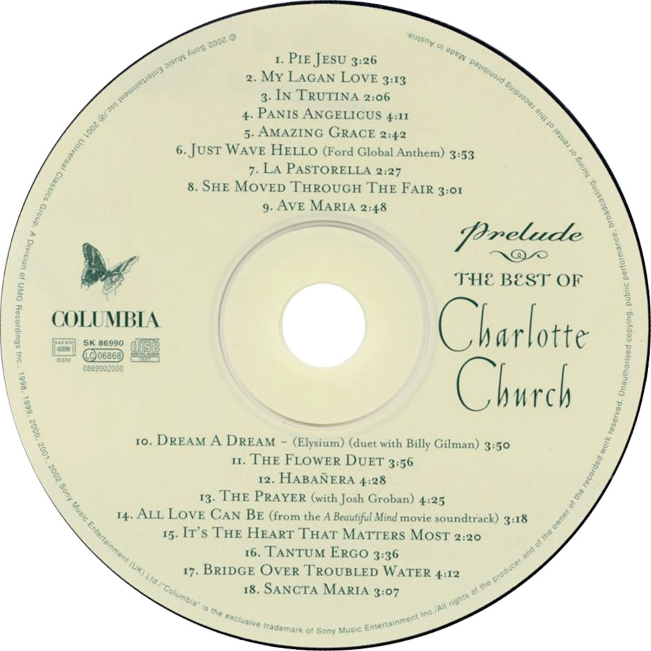 Cartula Cd de Charlotte Church - Prelude: The Best Of Charlotte Church