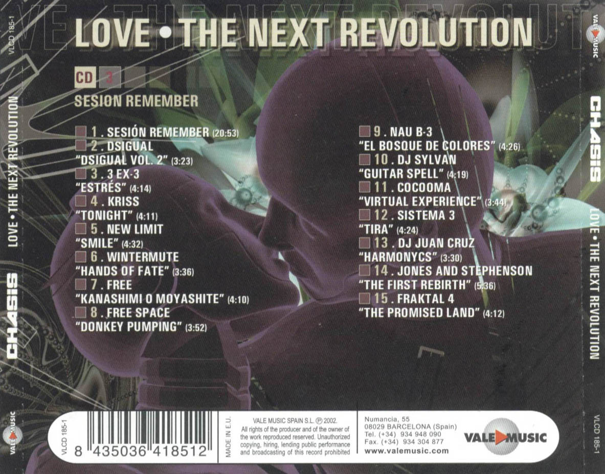 Cartula Trasera de Chasis Love The Next Revolution Cd 3