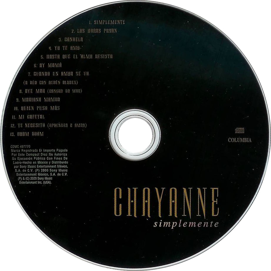 Cartula Cd de Chayanne - Simplemente