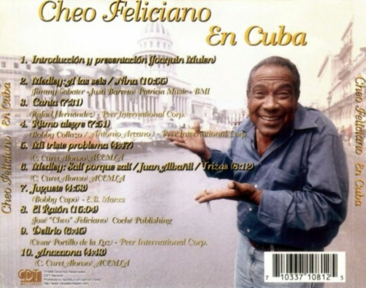 Cartula Trasera de Cheo Feliciano - En Cuba