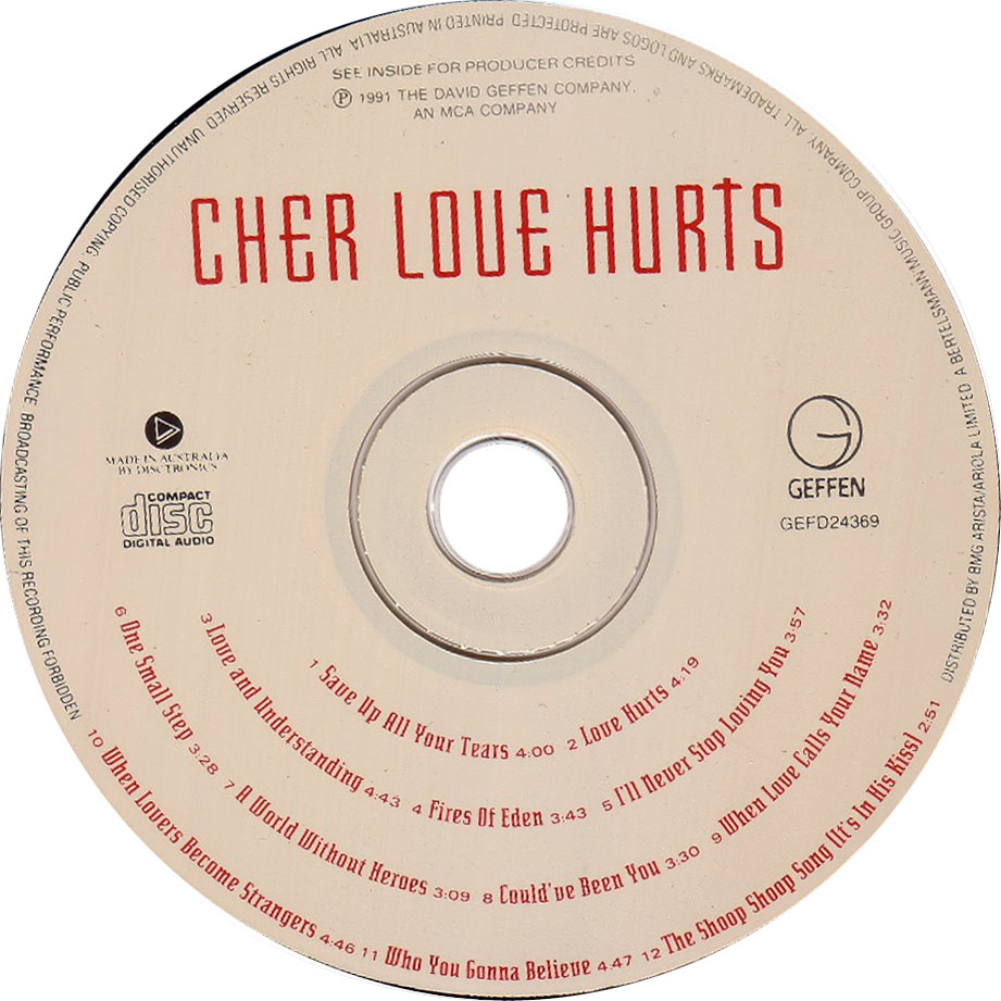 Cartula Cd de Cher - Love Hurts (12 Canciones)