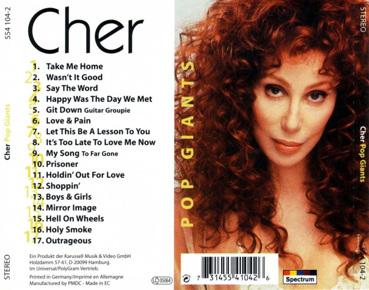 Cartula Trasera de Cher - Pop Giants