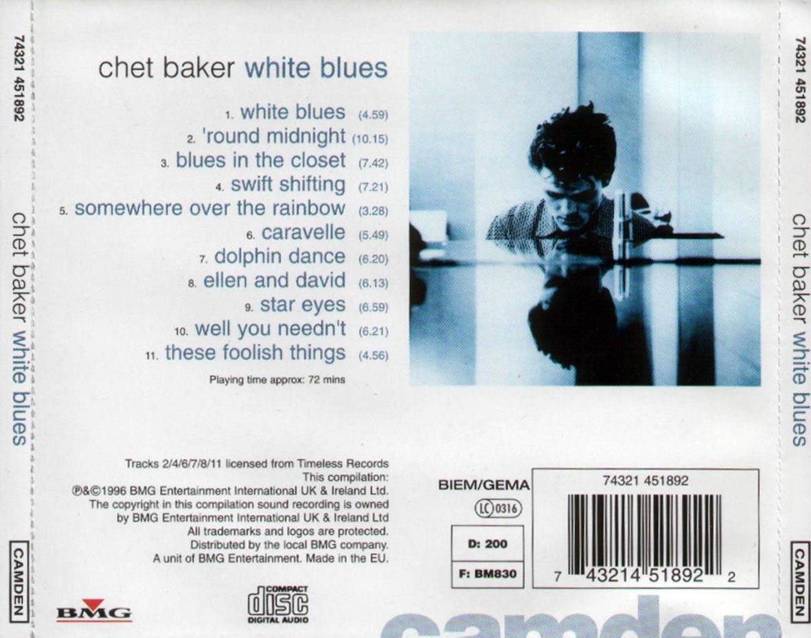 Cartula Trasera de Chet Baker - White Blues