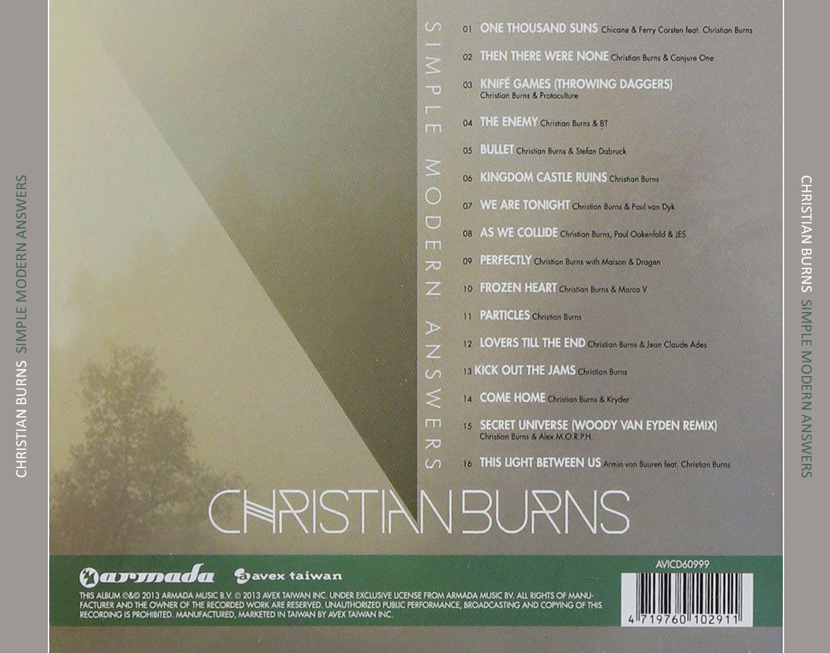 Cartula Trasera de Christian Burns - Simple Modern Answers (16 Canciones)