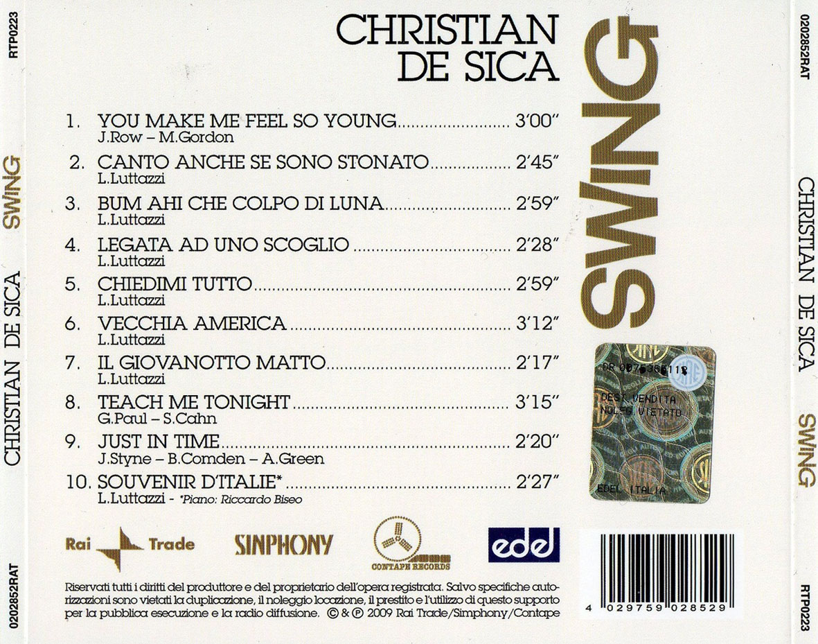 Cartula Trasera de Christian De Sica - Swing