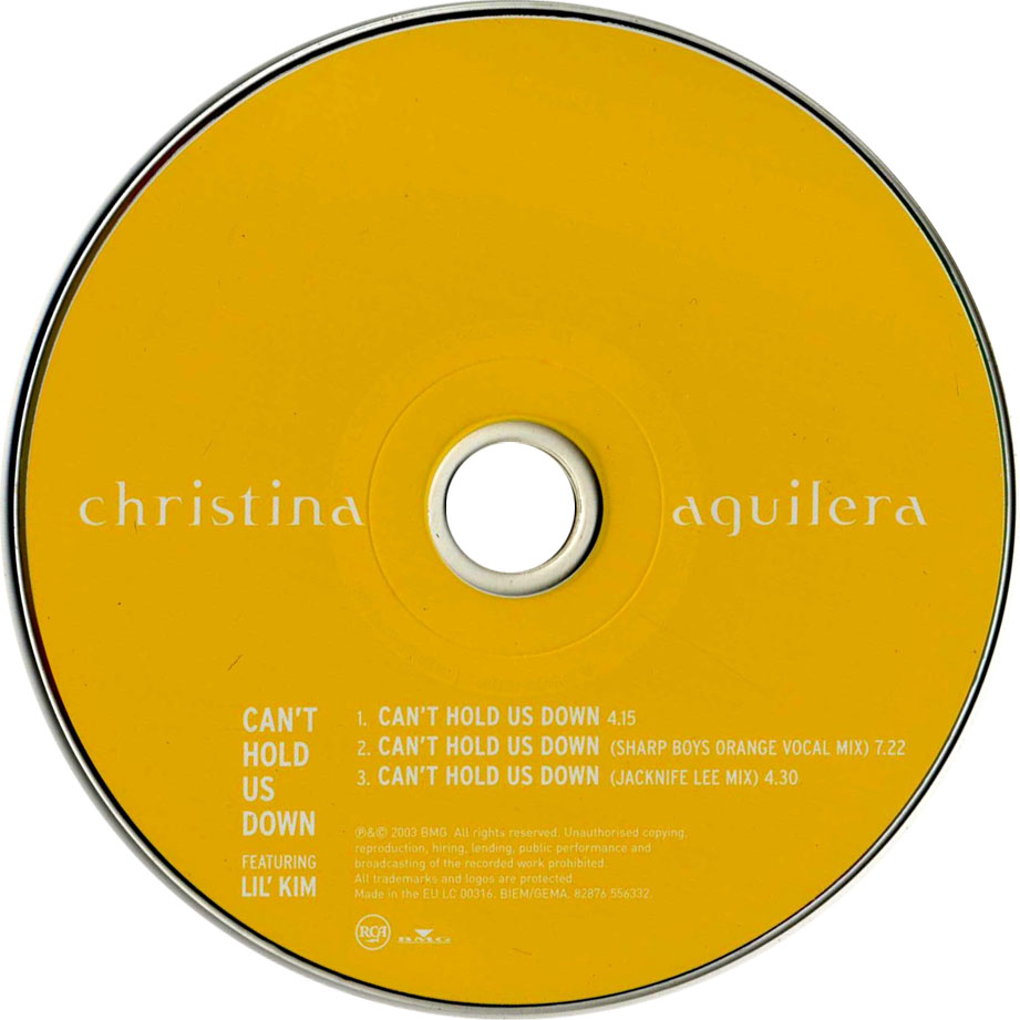 Cartula Cd de Christina Aguilera - Can't Hold Us Down (Cd Single)