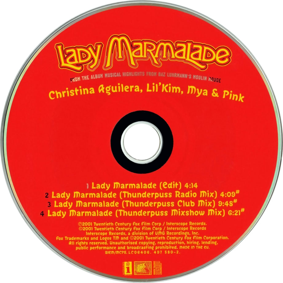 Cartula Cd de Christina Aguilera - Lady Marmalade (Featuring Lil' Kim, Mya & Pink) (Cd Single)