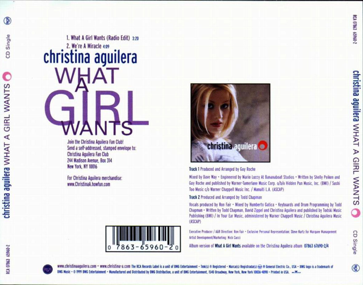 Carátula Trasera de Christina Aguilera - What A Girl Wants (Cd Single)