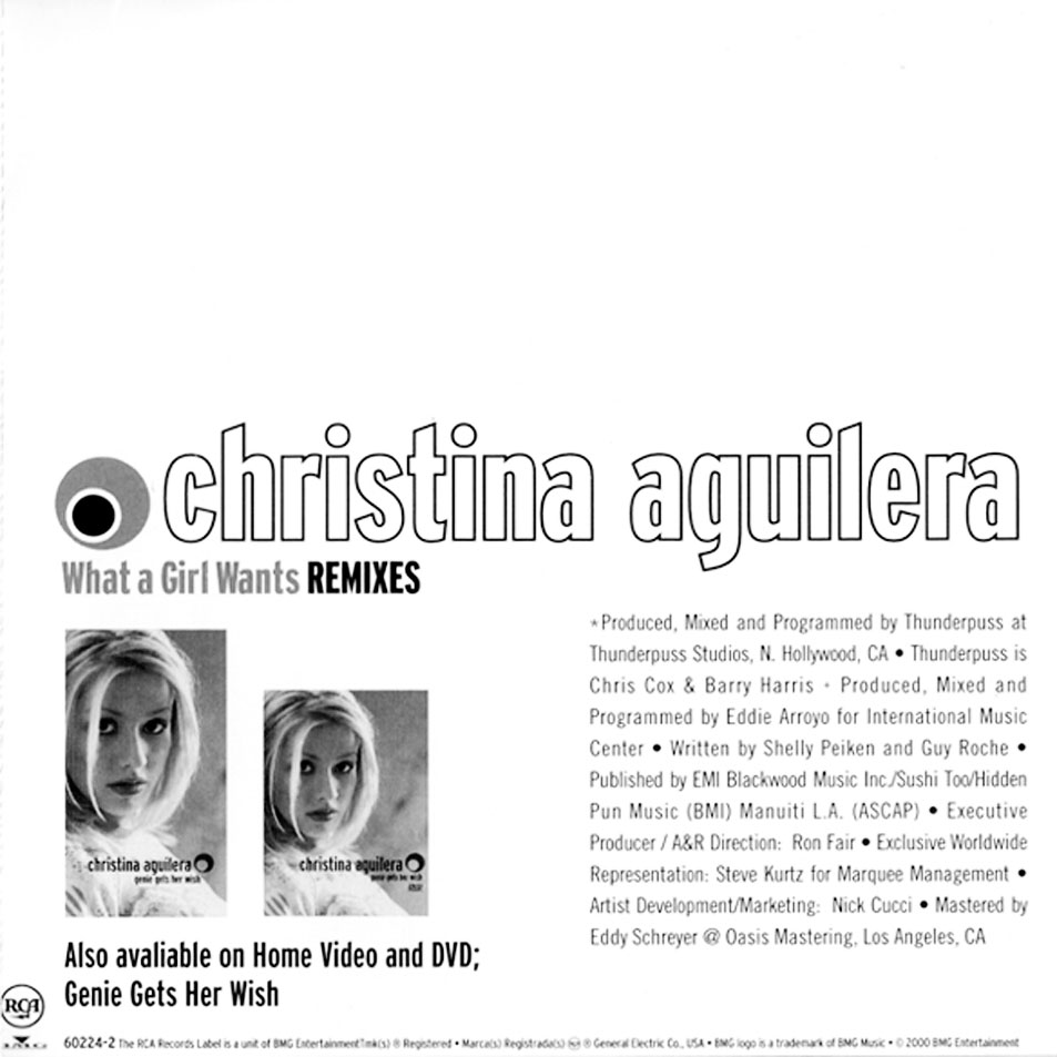 Cartula Interior Frontal de Christina Aguilera - What A Girl Wants: Remixes (Cd Single)