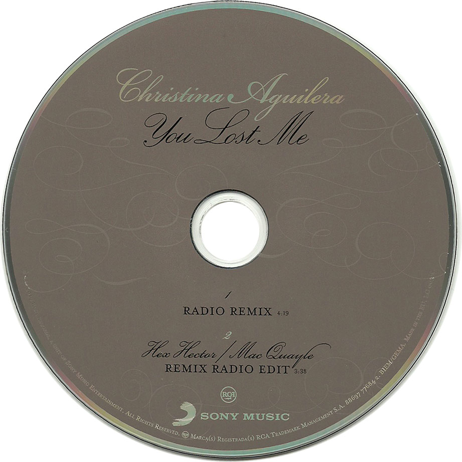 Cartula Cd de Christina Aguilera - You Lost Me (Cd Single)