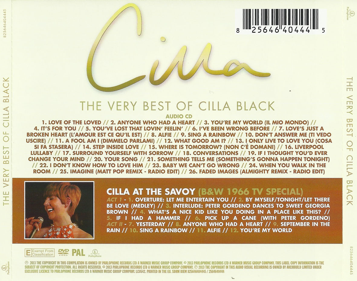 Cartula Trasera de Cilla Black - The Very Best Of Cilla Black