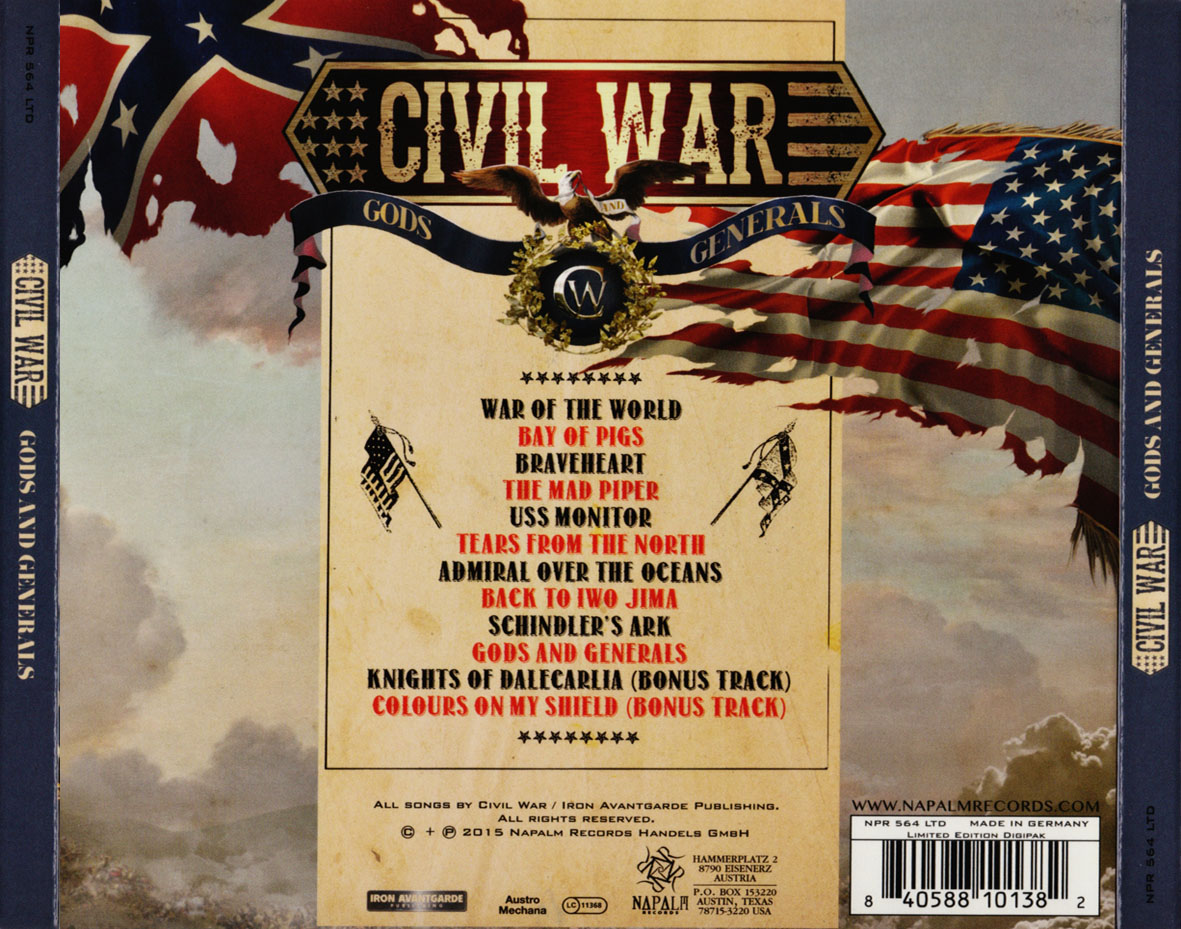 Cartula Trasera de Civil War - Gods And Generals