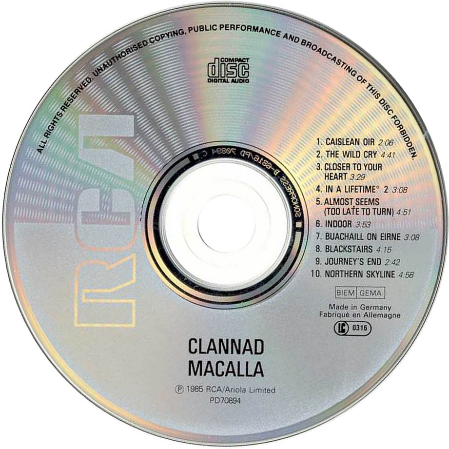 Cartula Cd de Clannad - Macalla