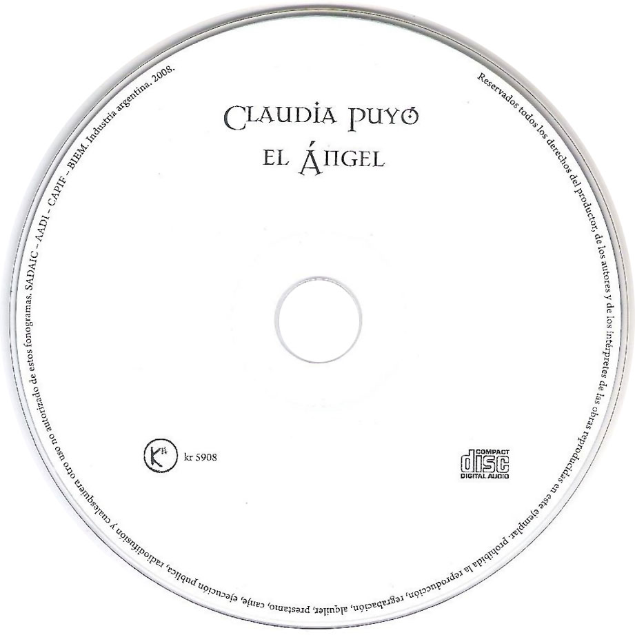 Cartula Cd de Claudia Puyo - El Angel